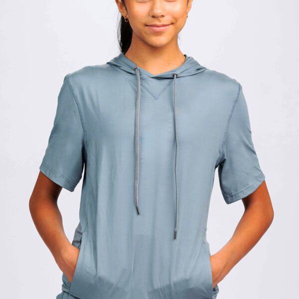 Adult Unisex Lightweight Soft-Knit Short Sleeve Hoodie Thumbnail