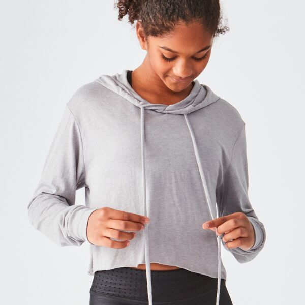 Studio Essentials Ladies Lightweight Raw-Edge Crop Hoodie Thumbnail