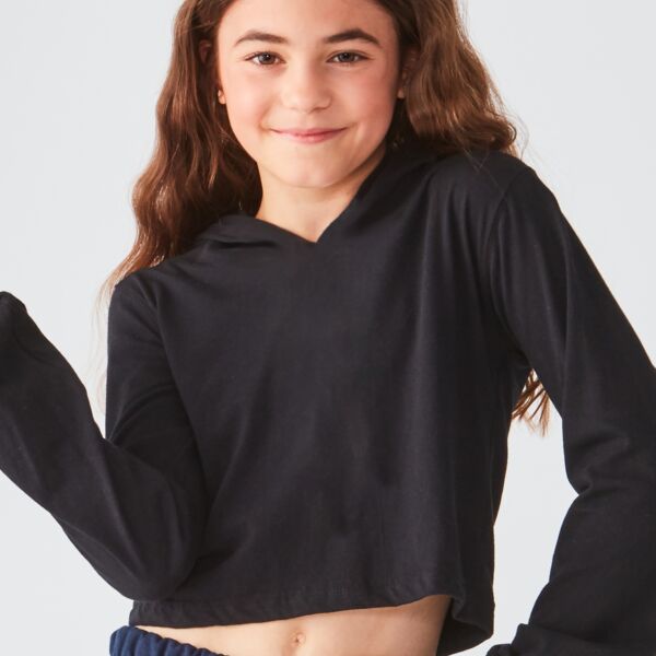 Studio Essentials Girls Lightweight Raw-Edge Crop Hoodie Thumbnail